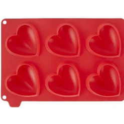 Moule silicone rouge 6 minis coeurs 3D