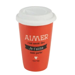 Mug à emporter rouge blanc mots d amour