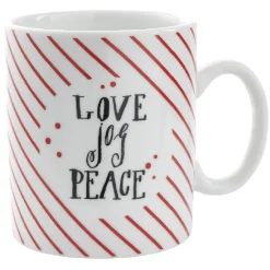 Mug avec boule à thé Love Jog Peace blanc rayure rouge 35 cl