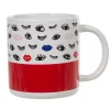 Mug blanc et rouge motif oeil et bouche