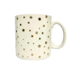 Mug blanc motifs étoiles dorées