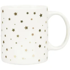 Mug blanc motifs étoiles dorées