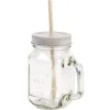 Mug bocal transparent avec paille