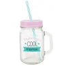 Mug bocal transparent avec paille