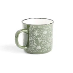 Mug décor feuille automne en porcelaine vert et blanc 320ml