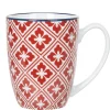 Mug design carreaux de ciment rouge blanc