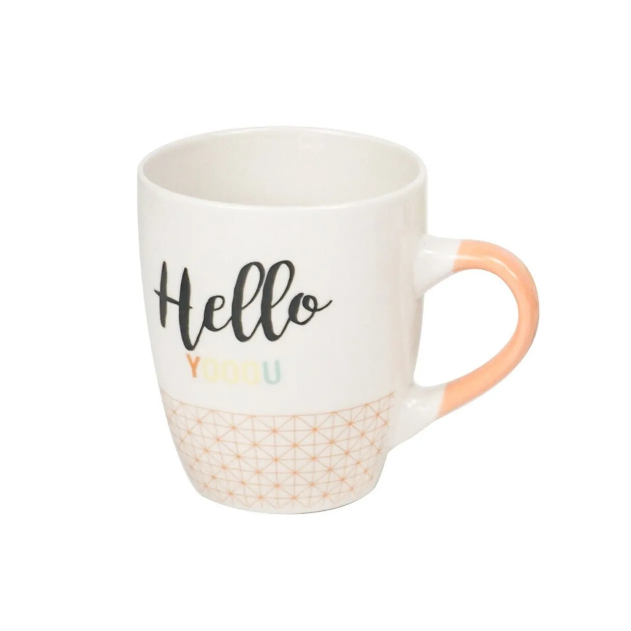 Mug en porcelaine orange avec inscription "Hello You" 33 cl