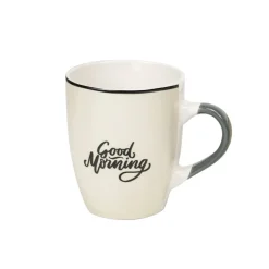 Mug en porcelaine vert avec inscription "Good Morning" 33 cl