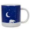 Mug motif banquise bleu et blanc motif ours et lune