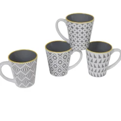 Mug motif géométrique gris et blanc