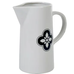 Pichet blanc avec motif fleur gris Dolce Vita