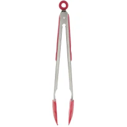 Pince à viande en inox plastique rouge gris