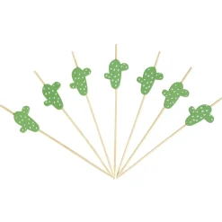 Pique pour apéritif décor pastéque, ananas, cactus ou flamand rose en bambou x30