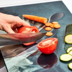 Planche à découper cache plaque design chef x2