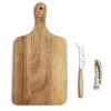 Planche de présentation avec couteau et tire-bouchon acacia 37x19cm