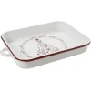 Plat à four émaillé Noël blanc et rouge