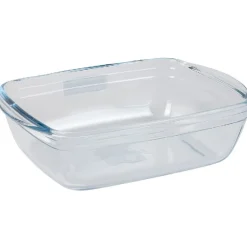 Plat à four rectangulaire en verre avec couvercle