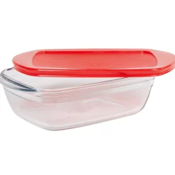 Plat à four rectangulaire en verre couvercle plastique