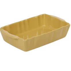 Plat à four rectangulaire jaune moutarde en grès