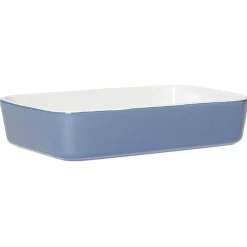 Plat cuisson rectangulaire exterieur bleu interieur blanc 1L 2L x2