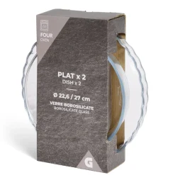 Plat en verre borosilicate x2 - Ø22,6cm et Ø27cm