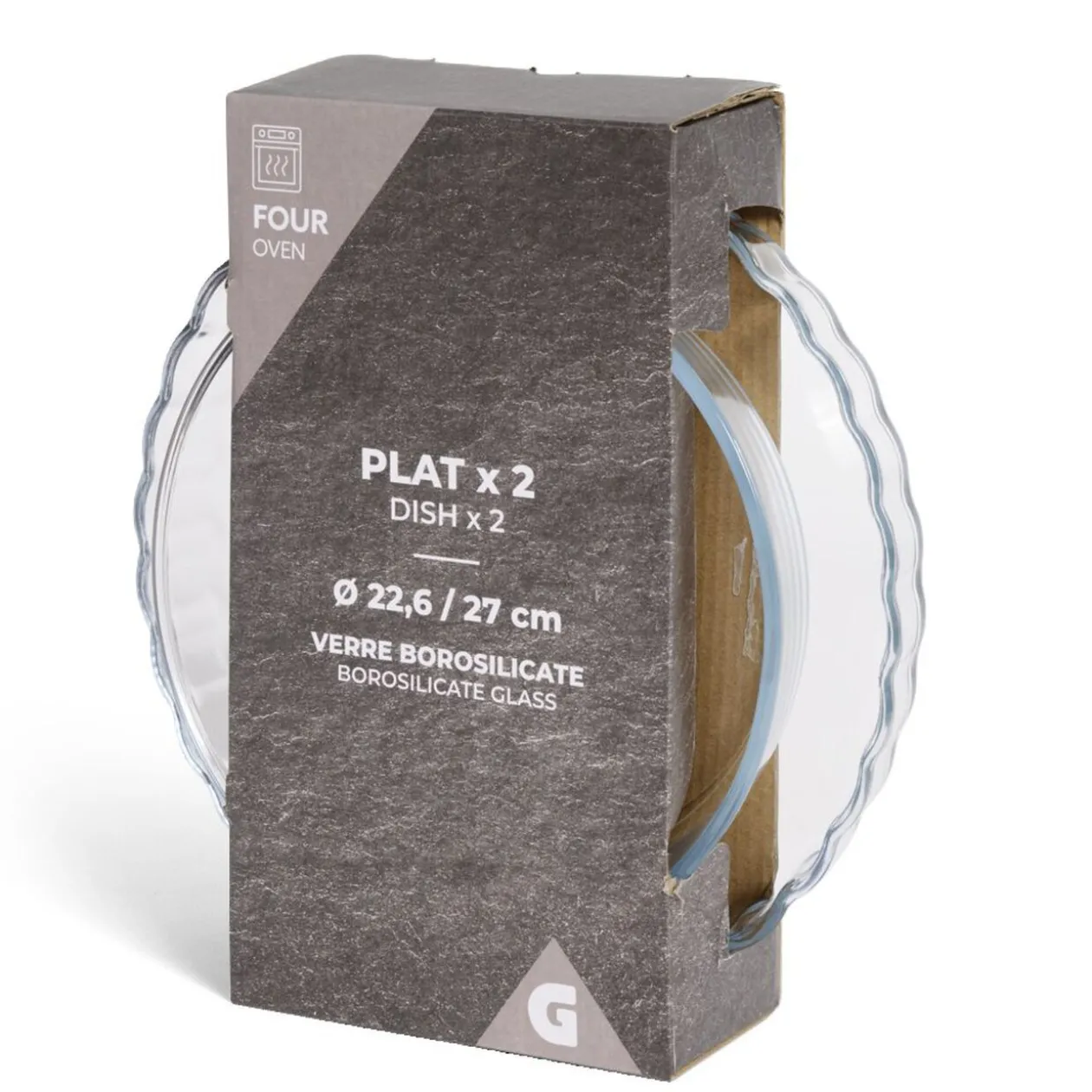 Plat en verre borosilicate x2 - Ø22,6cm et Ø27cm