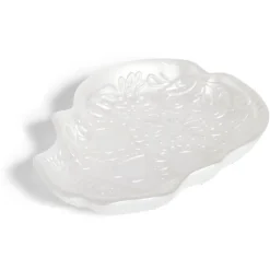 Plat Halloween tête de mort mexicaine en verre blanc 15x11xH2cm