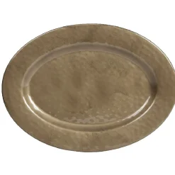 Plat ovale doré noir martelé