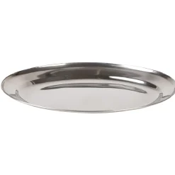 Plat ovale en inox gris
