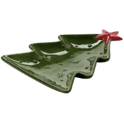 Plat service sapin en céramique vert