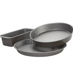 Plat x3 moule à manqué tarte et cake revêtement antiadhésif