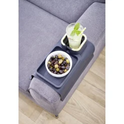 Plateau accoudoir canapé support verre et télécommande 42,5x32xH7cm