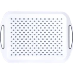 Plateau antidérapant avec poignées blanc et gris