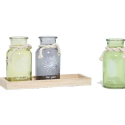 Plateau avec 3 photophores multicolores