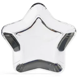 Plateau carton étoile argenté Ø24,5cm x6