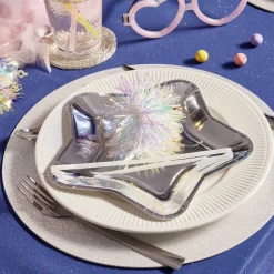 Plateau carton étoile argenté Ø24,5cm x6