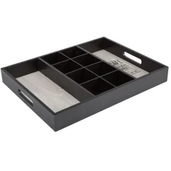 Plateau compartimenté noir à thé et café