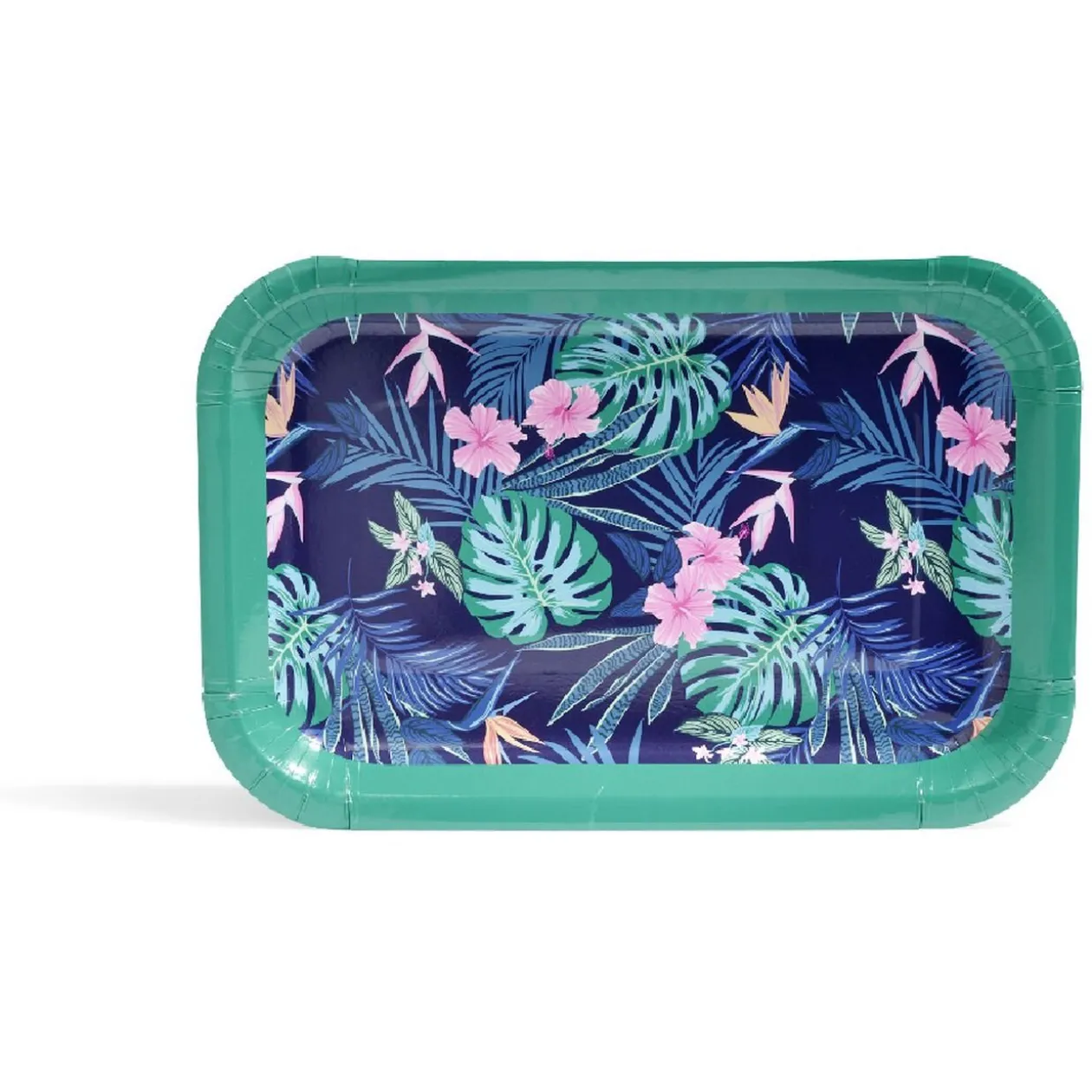 Plateau de service en carton motif tropical x 5