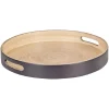 Plateau de service rond en bambou noir