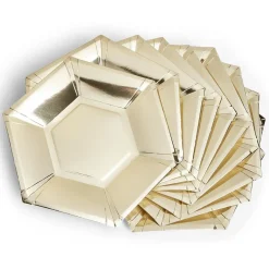 Plateau hexagonal carton doré métallisé Ø26cm x10