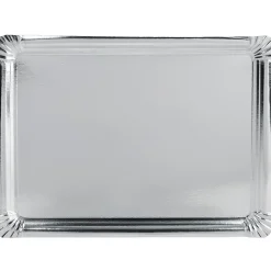 Plateau rectangulaire argenté en carton x3
