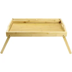 Plateau rectangulaire en bambou pieds rétractables 50x30xH24,5cm