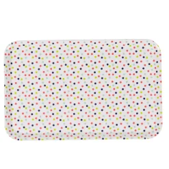 Plateau rectangulaire mélamine blanc motif pois multicolores