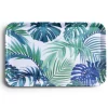 Plateau rectangulaire mélaminé feuillage exotique blanc et bleu 19x30cm