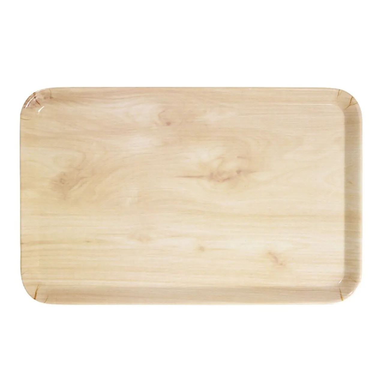 Plateau rectangulaire mélaminé effet bois naturel 19x30cm