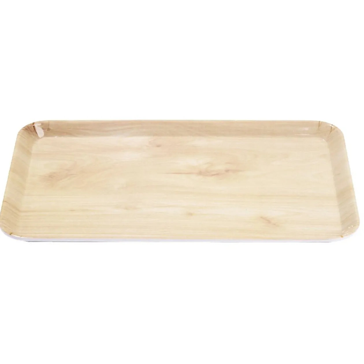 Plateau rectangulaire mélaminé effet bois naturel 19x30cm