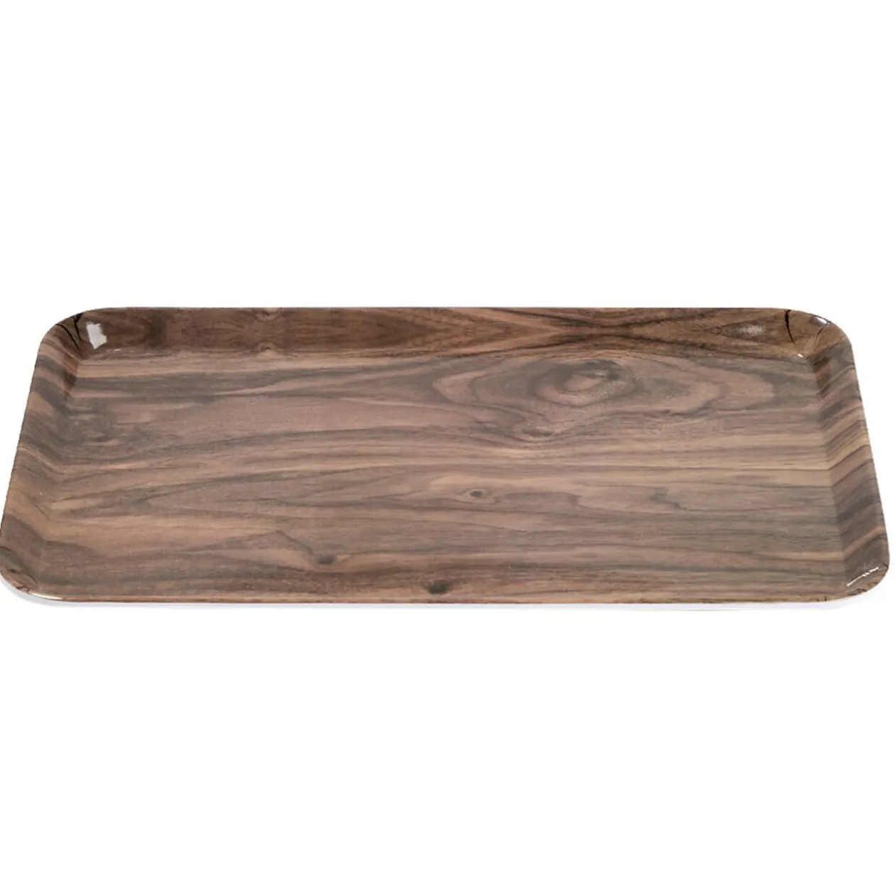 Plateau rectangulaire mélaminé effet bois naturel 19x30cm