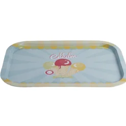 Plateau rectangulaire métal décor glace multicolore