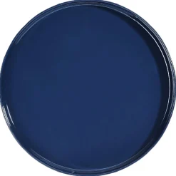 Plateau rond bleu nuit et doré