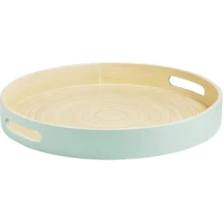 Plateau rond en bambou coloré